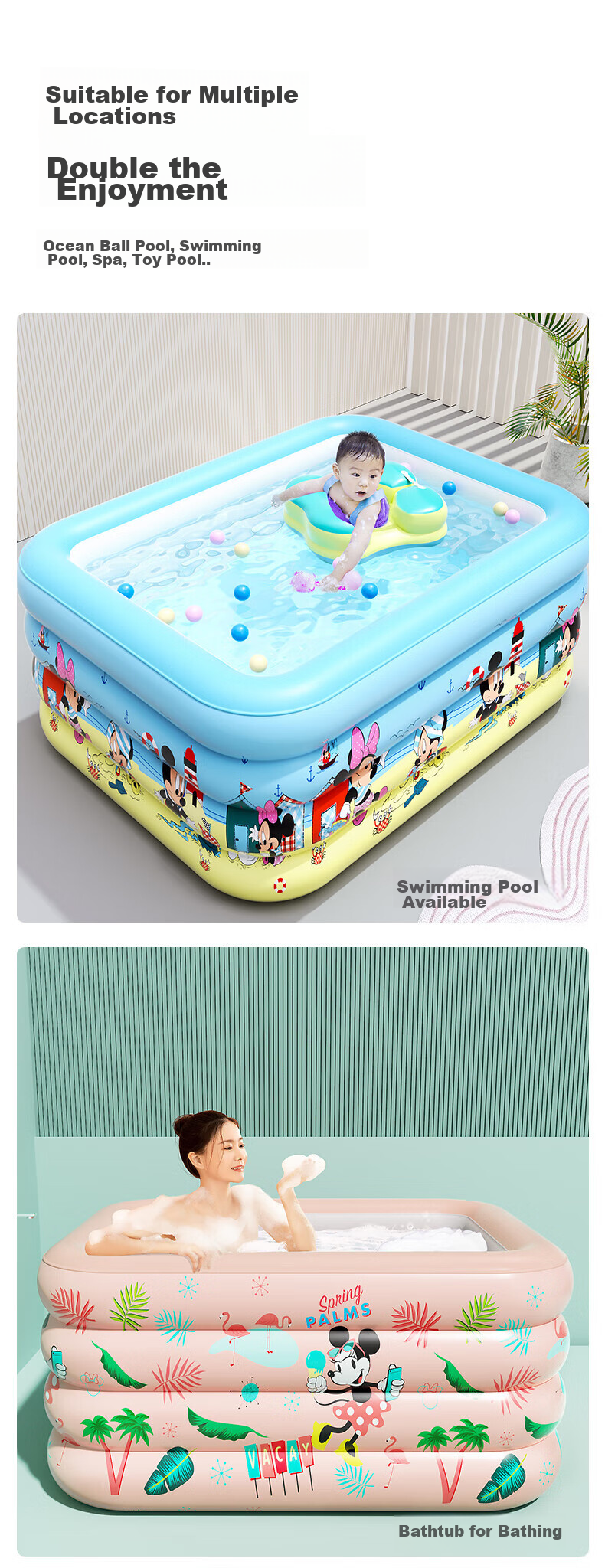 Chuandaoxiong Inflatable Foldable Baby Swimming Pool (1.4m Pink + Electric Pump Gift Set) for Home Use 8