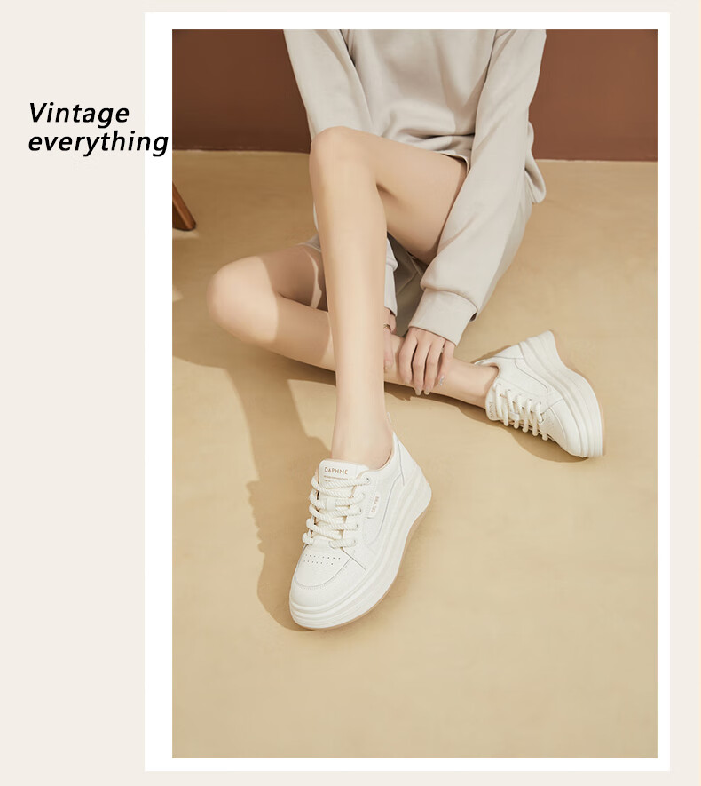 DAPHNE Thick-Soled Platform Sneakers for Women, Versatile Panda Shoes, Sports Casual Shoes, Platform Heightening White Sneakers for Women, Black, Size 36 7