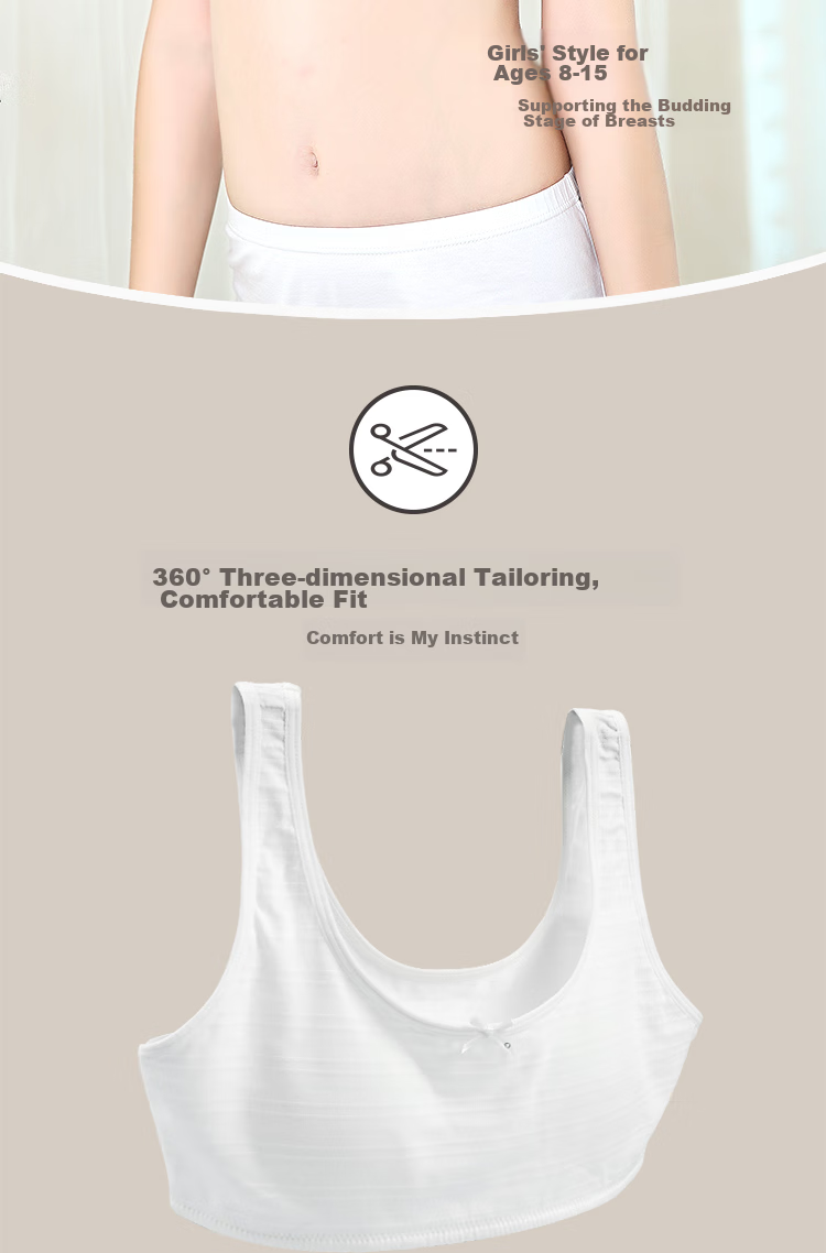 Hodo Girls' Bra, Children's Underwear Vest-Style Brassiere, Thin Mesh Camisole for Puberty And Middle School Students, X8004 155 4