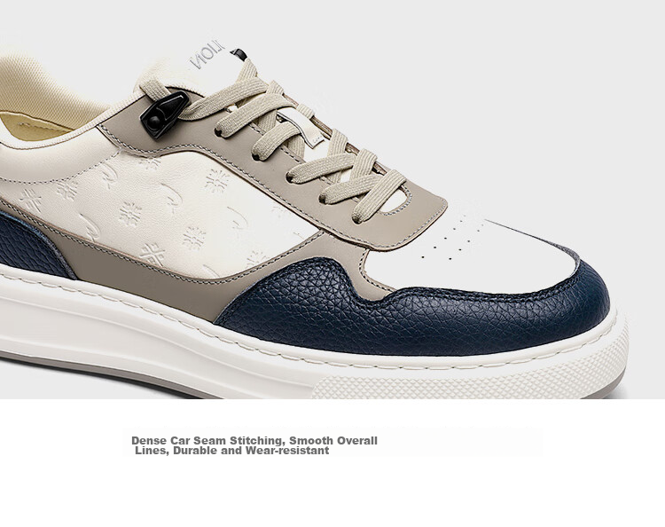 Goldlion Men's Shoes, Casual Sneakers, Lightweight And Comfortable, Classic Versatile Skateboard Shoes, G557430575LBE, White And Blue, Size 39 20