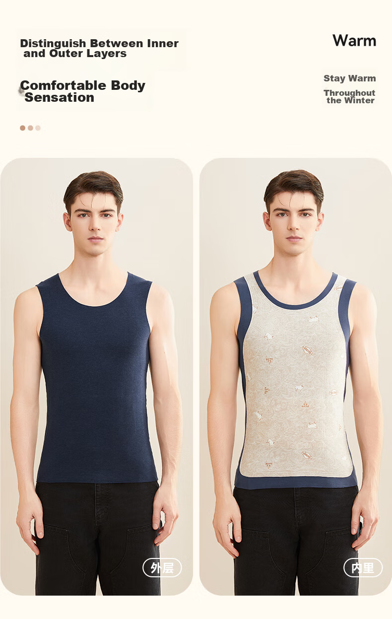 MiiOW [Containing down, Cashmere, Silk] 100% Wool Filled Sleeveless Vest Round Neck Warm Waistcoat for Me 12