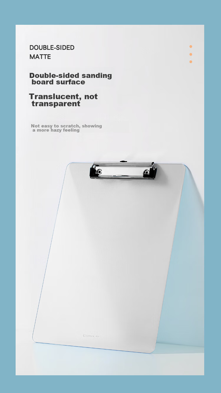 COMIX A4 Portable Writing Clipboard with Scale, File Folder, Hanging Pad, Transparent Blue, Single Pack A744 3