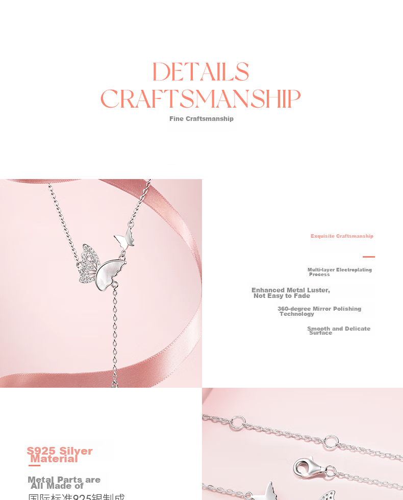 Fanci Light And Shadow Butterfly Necklace for Women, Silver Collarbone Chain, Luxurious High-End Jewelry Pendant, Birthday Gift for Wome 8