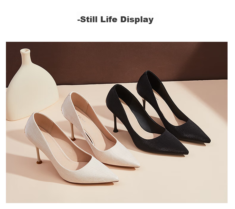 DAPHNE Women's High Heels, Black Pointed Toe Stilettos, Elegant Pumps, Professional Work Shoes, Height-Increasing Shallow Mouth Women's Shoes 4622101063 Black 36 16