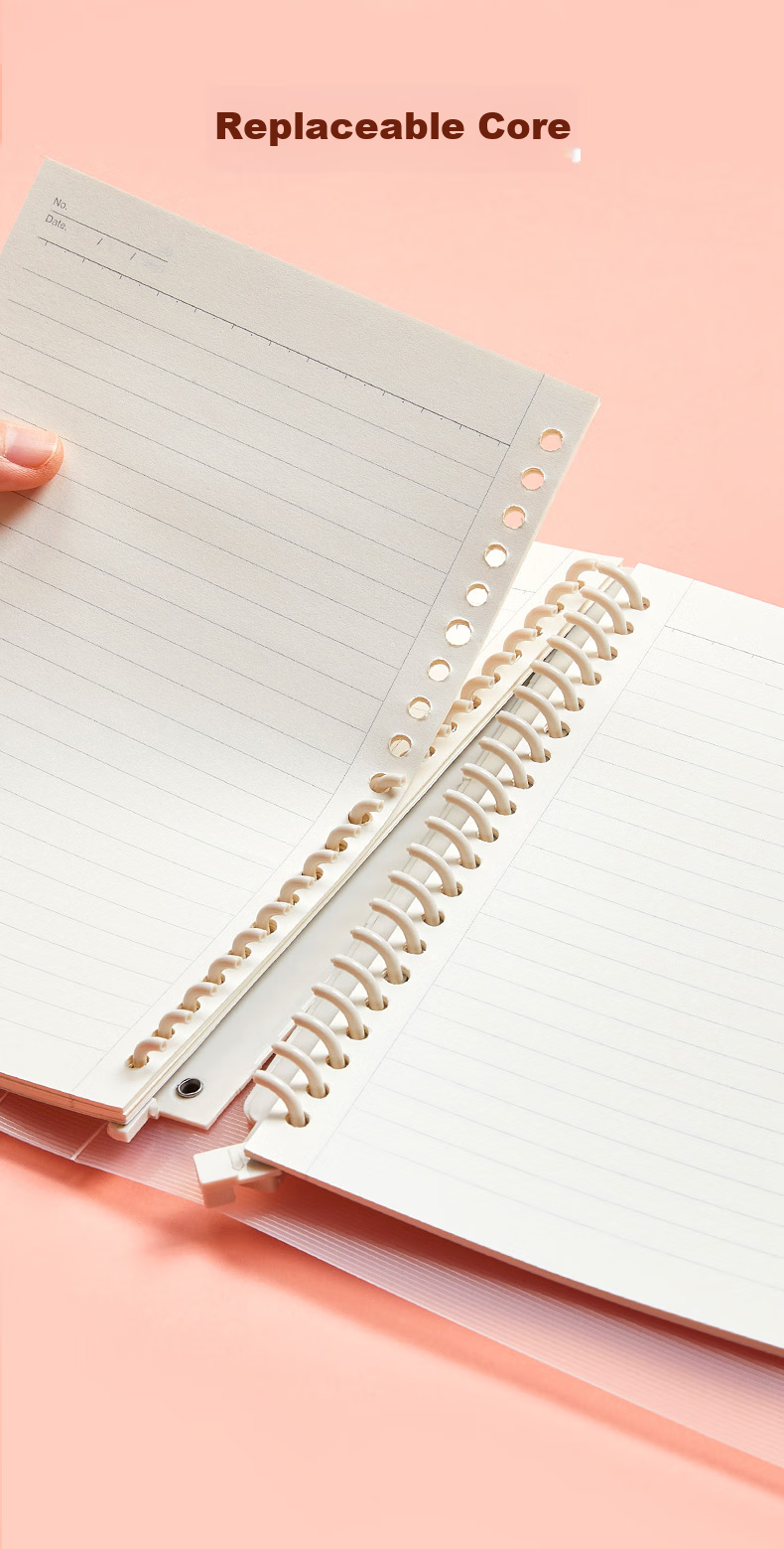 Wengu Loose-Leaf Notebook, Handwritten B5/60 Sheets, for Notes And Diary, Suitable for Middle And High School Students, Office Meeting Use, Detachable with 26 Holes, Includes Index Dividers, Ruled B17-B5/B Pink 6
