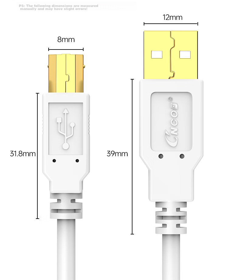 CNCOB High-Speed Printing Cable, USB2.0 AM/BM Square Connector, Universal for HP Canon Epson D-Type Printers, Extended Data Connection Cable, 2 Meters 11