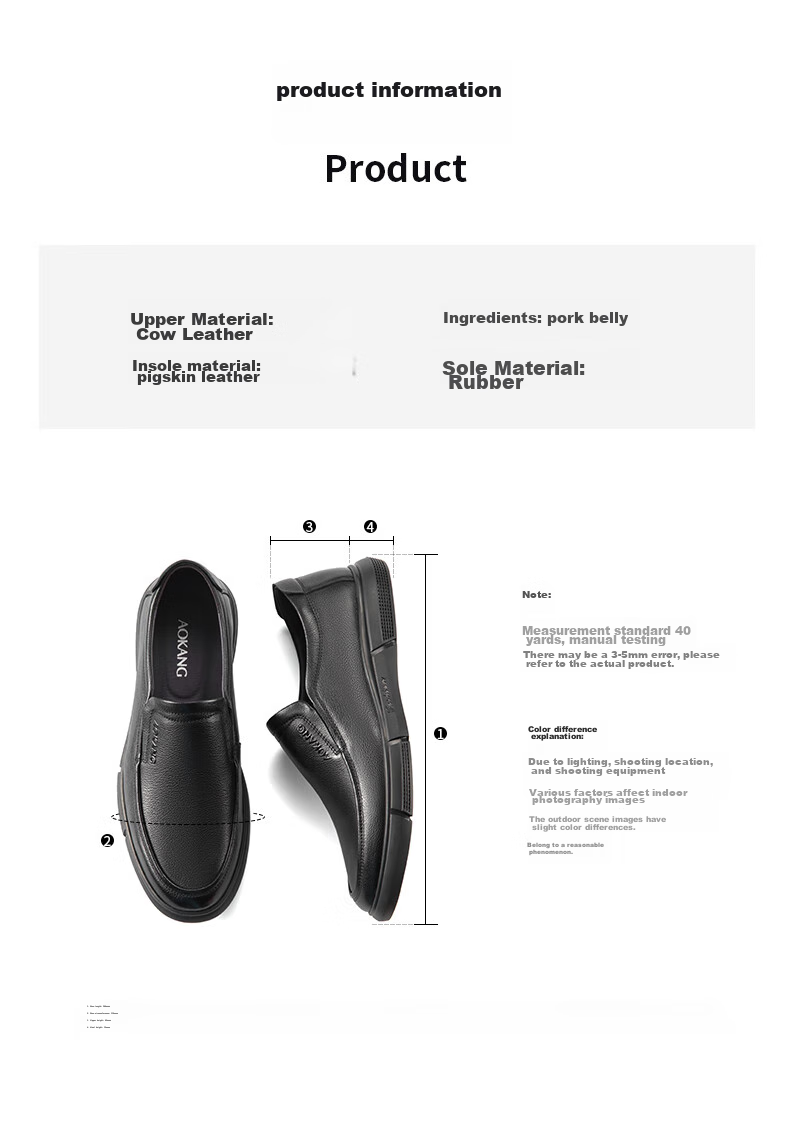 Aokang Official Spring And Autumn Popular Business Casual Leather Shoes, Comfortable Versatile Slip-On Shoes for Men, Black, Size 41 6
