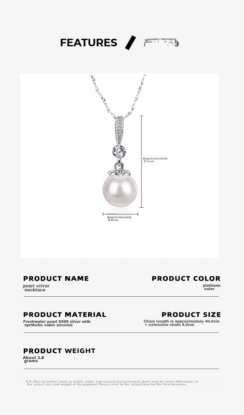 Qlady Sterling Silver Freshwater Pearl Necklace for Women, Collarbone Chain Elegant Silver Pendant Birthday Valentine's Day Gift for Wife Girlfriend 2