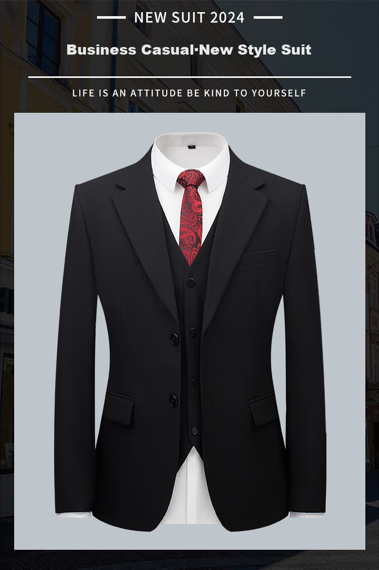 Patuowa Men's Suit, Business Professional Formal Wear, Single Suit for Weddings And Banquets, Slim Fit Dress Suit Jacket, Black, Size L 1