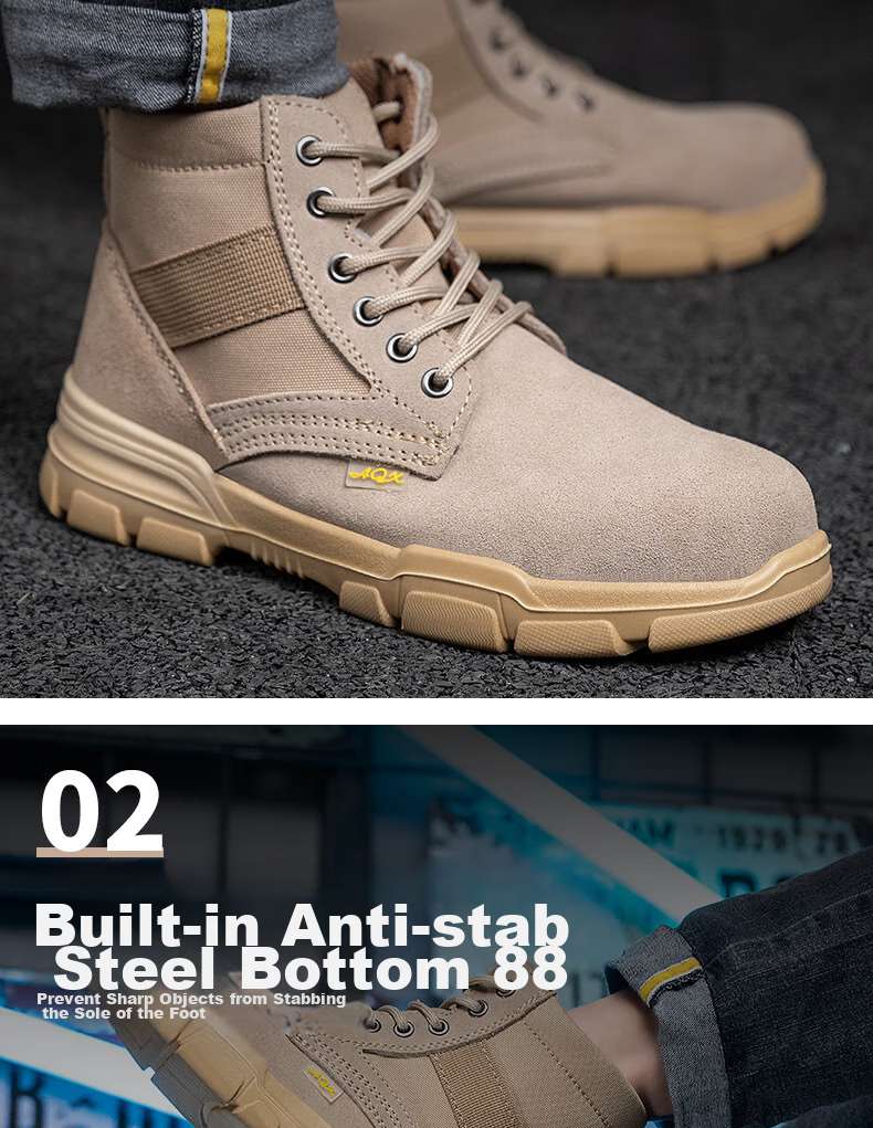 LAOGUANJIA Men's Safety Shoes with Steel Toe Cap, Anti-Smashing, Puncture-Resistant, Solid Sole, Wear-Resistant, Breathable, High-Top Protective Boots LA37 4