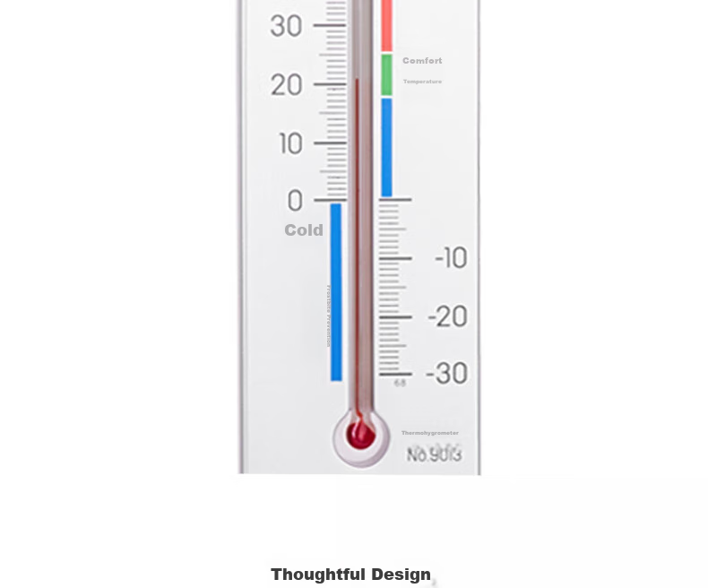 Deli Classic Wall-Mounted Thermometer, Home Indoor Temperature Gauge, Battery-Free Thermometer And Hygrometer, Silver, 9013 8