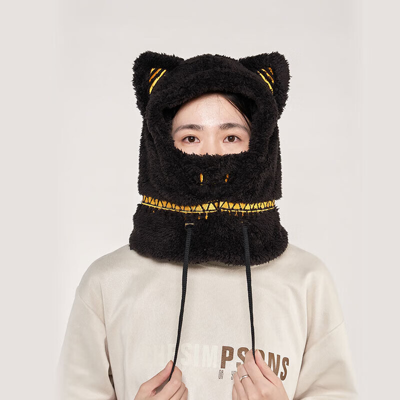 Dayingbowuguan Anderson Cat Plush Neck Gaiter Mask Windproof Hood, Gift for Wome