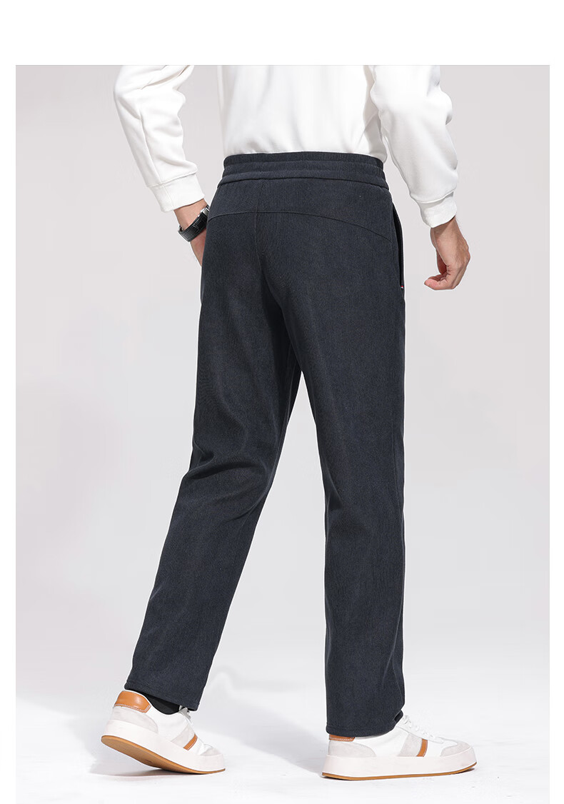 ROMON Men's Casual Corduroy Pants Autumn Business Commuting Straight Leg Trousers Black XL ZH502 14