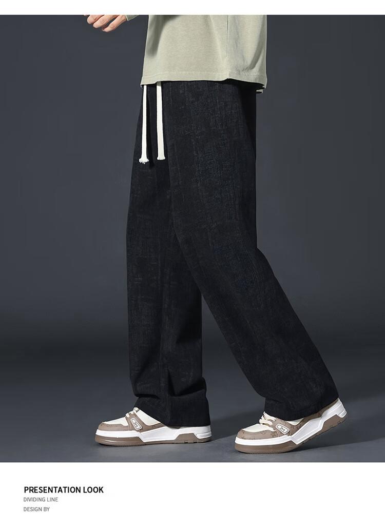 I'M DAVID Men's Casual Pants Spring and Autumn Loose Fit Straight Leg Sports Trousers 9