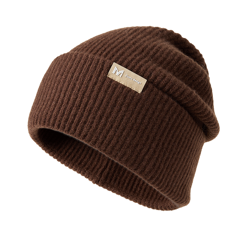 JIUMU Pure Wool Warm Knit Hat, Autumn And Winter Knitted Cap, Slouchy Hat, Cold Cap, Winter Hat, Outdoor Ear Protection, Cold-Resistant Hat for Wome