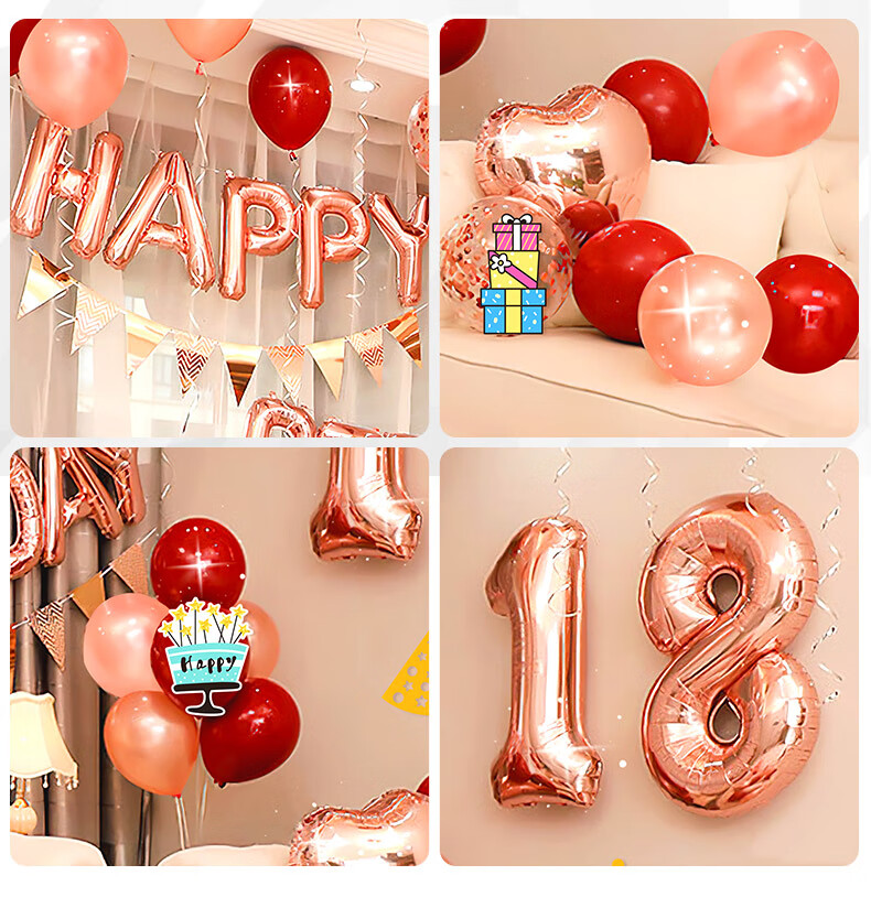 Xinyue 18th Birthday Scene Decoration for Boys Adult Gift Ceremony Happy Premium Atmosphere Balloons Spring Outing Party 7