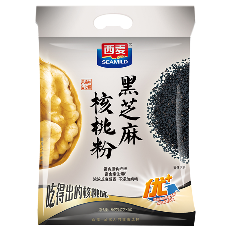 西麦黑芝麻核桃粉600g燕麦片黑芝麻糊冲饮谷物代餐粉营养早餐独立包装