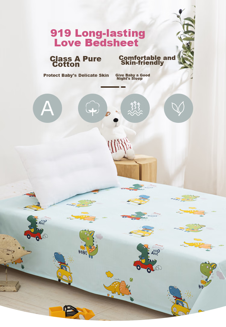 9I9 Baby Bed Sheet, Pure Cotton, Infant And Toddler Bed Sheet, Kindergarten School Opening, All Seasons, Class A, A158 Blue 1