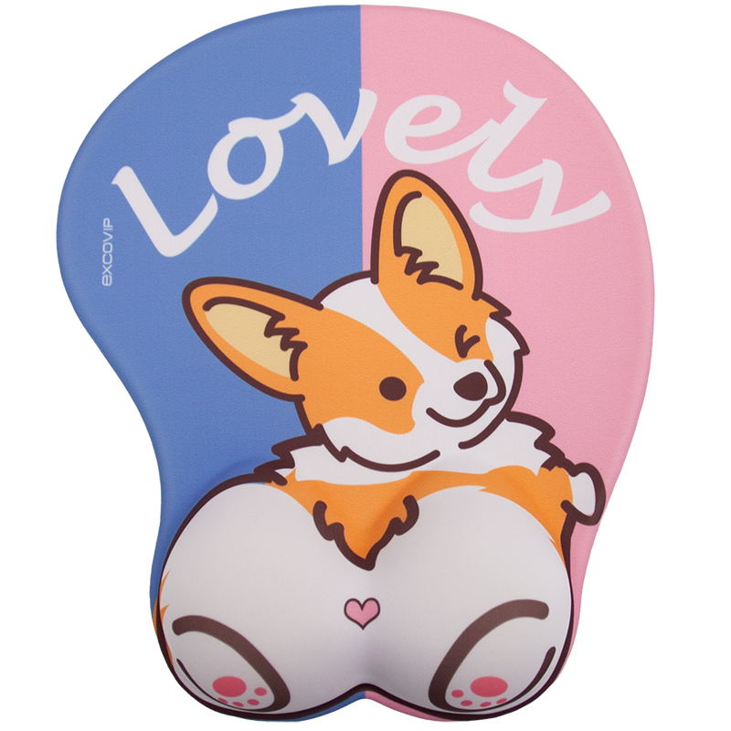 EXCO Heart-Shaped Corgi Mouse Pad Wrist Rest Silicone, Large Size, Cute Cartoon Anime Wrist Support for Office And Gaming, Hand Pillow for Women 6570