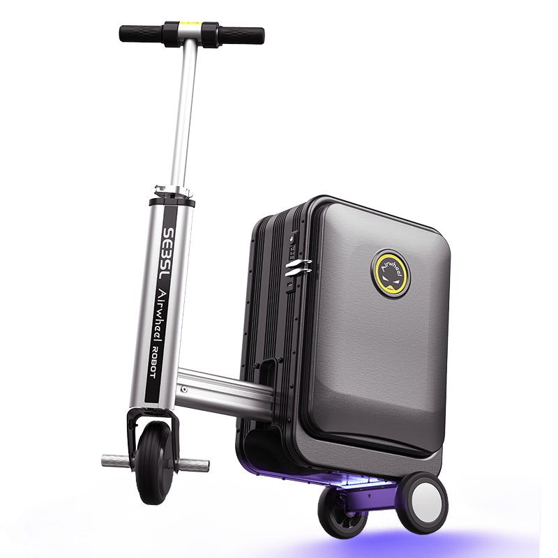 Airwheel Electric Luggage, Rideable Smart Suitcase with Handle, Can Be Sat On And Used As A Mode of Transportation, 20-Inch SL Luxury Edition, One Black