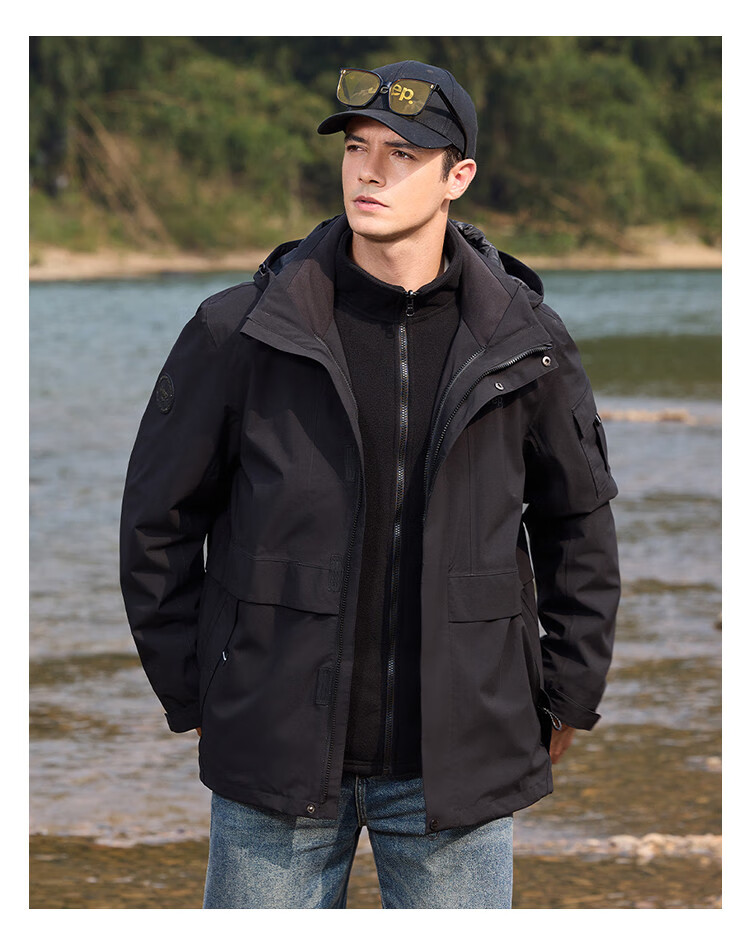 JEEP [Yuanzheng Series Windbreaker] Three-In Outdoor Hiking Jacket with Fleece Inner Layer, Spring And Autumn Windproof Coat for Me 8