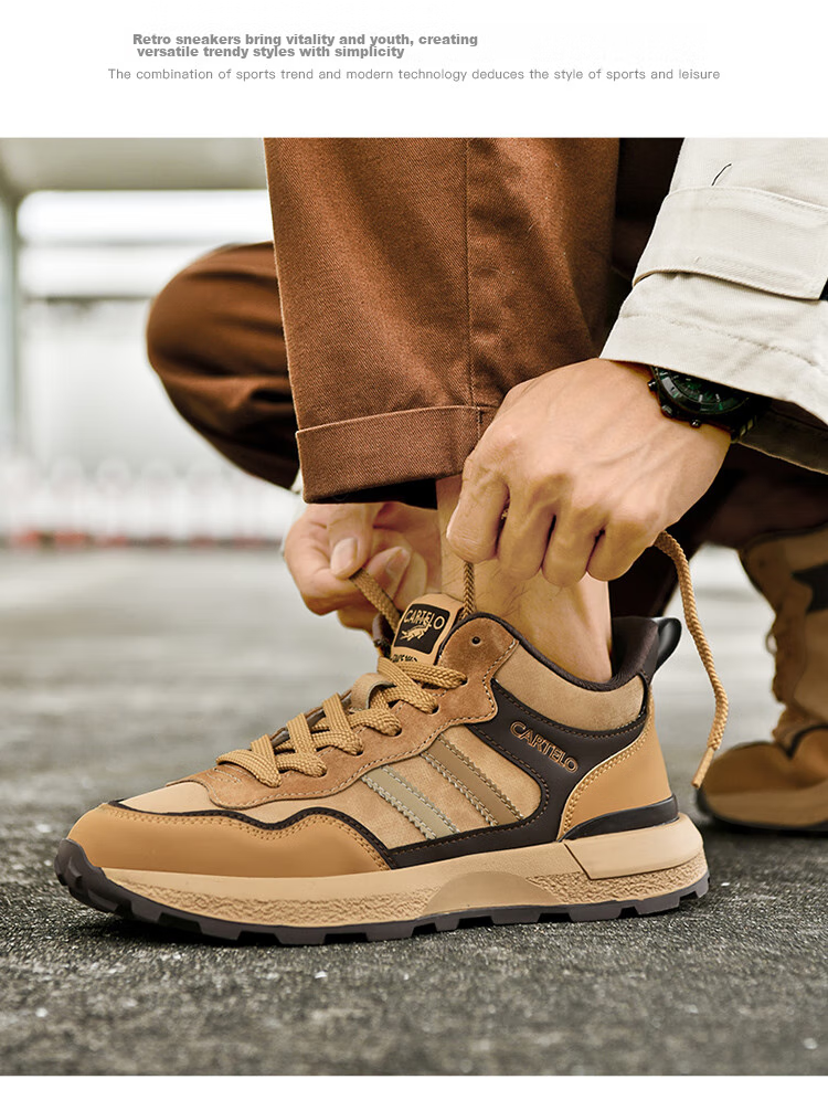 CARTELO Men's New Casual Sports Sneakers, Summer And Autumn Retro Versatile Outdoor Hiking Travel Commuting Dad Shoes 14