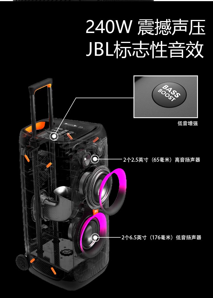 JBL PARTYBOX 320 Speaker, Outdoor Bluetooth Subwoofer, Portable Smart Speaker for Computer, Mobile Karaoke, Square Dancing, And Conference Amplificatio 3