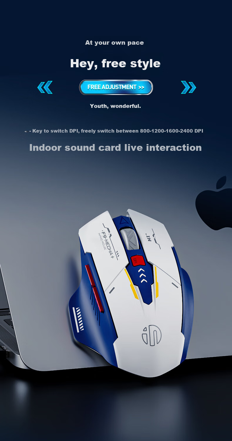 INPHIC F9 Wireless Gaming Mouse Wired Bluetooth Tri-mode Office Mouse Right-handed Hardware Macro Desktop Laptop 2.4G Portable 12800DPI V2 Silent Edition 7