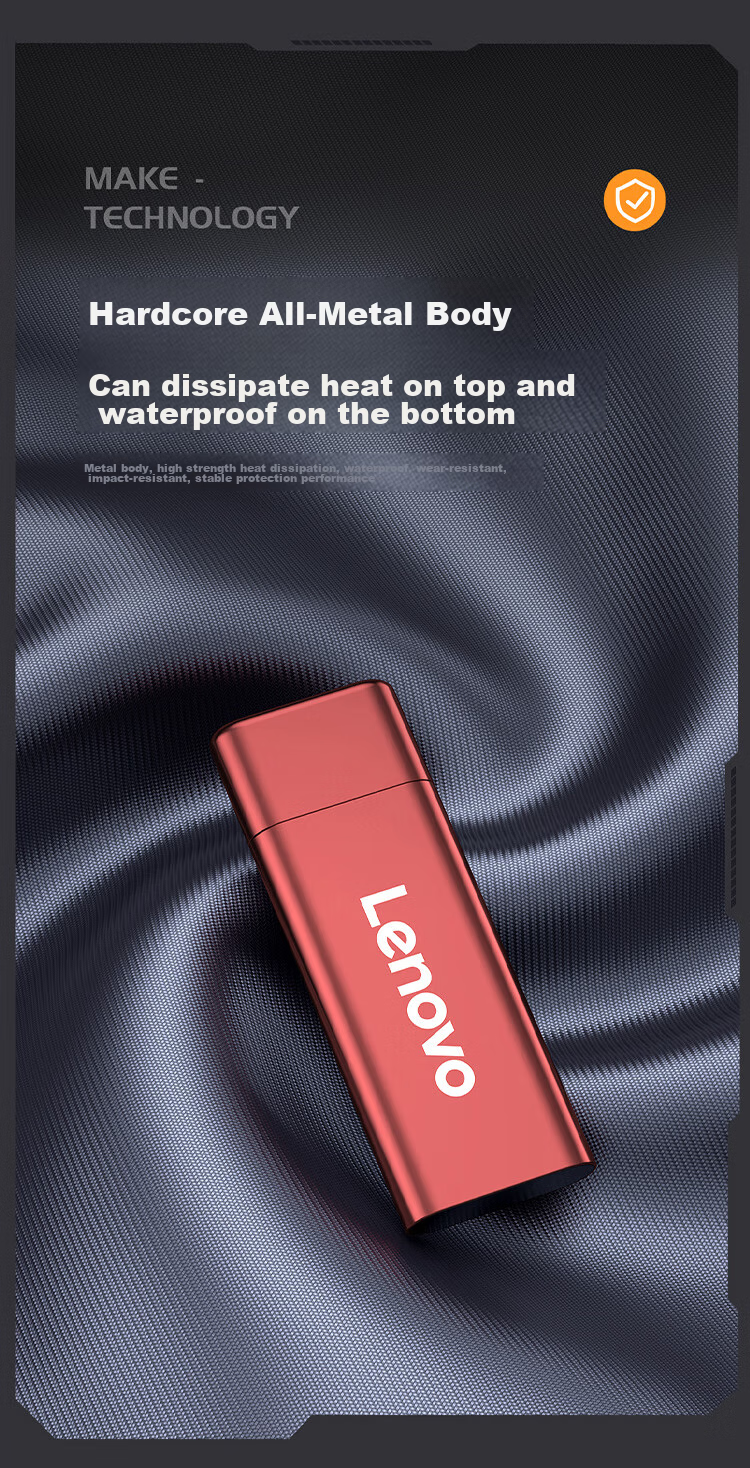 Lenovo 128GB Portable Solid State Drive (PSSD), USB3.1 Interface, ZX1Mini Series, Red 8