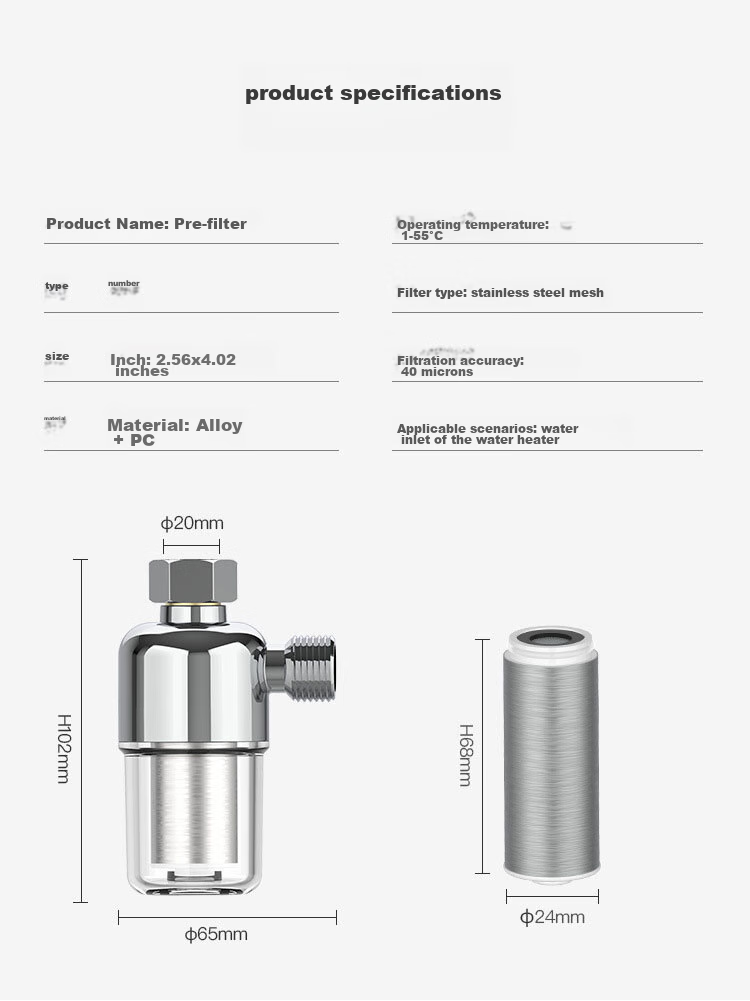 Jingwanhui Universal Water Heater Filter, No Need to Replace Cartridge, Pre-Filter for Washing Machine, Tap Water Filter, Shower Head Filter, W822 3