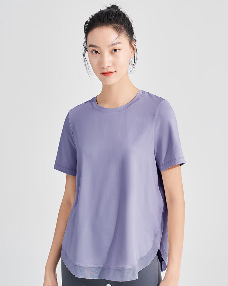 Fandimu Sports T-Shirt, Yoga Top for Women, Casual Gym Running Loose Short Sleeve, Dark Purple, Size L 4