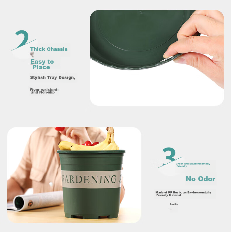 AOmeiyou Gallon Planter Pot, Resin Breathable Anti-Rot Root Plastic Planting Pot with Tray, Integrated Large Thick Home Use 13