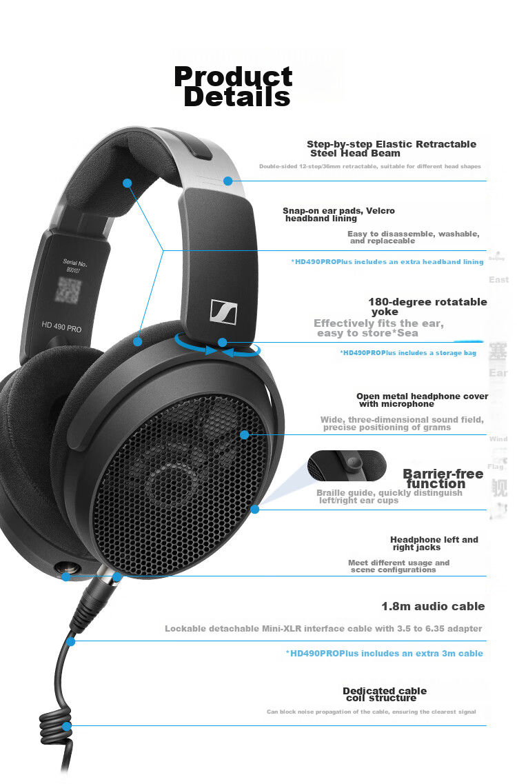 Sennheiser HD480Pro Professional Closed-Back Wired Headphones for Recording Studios, Audio-Video Production, Holiday Gifts, And Over-Ear Headphones 10