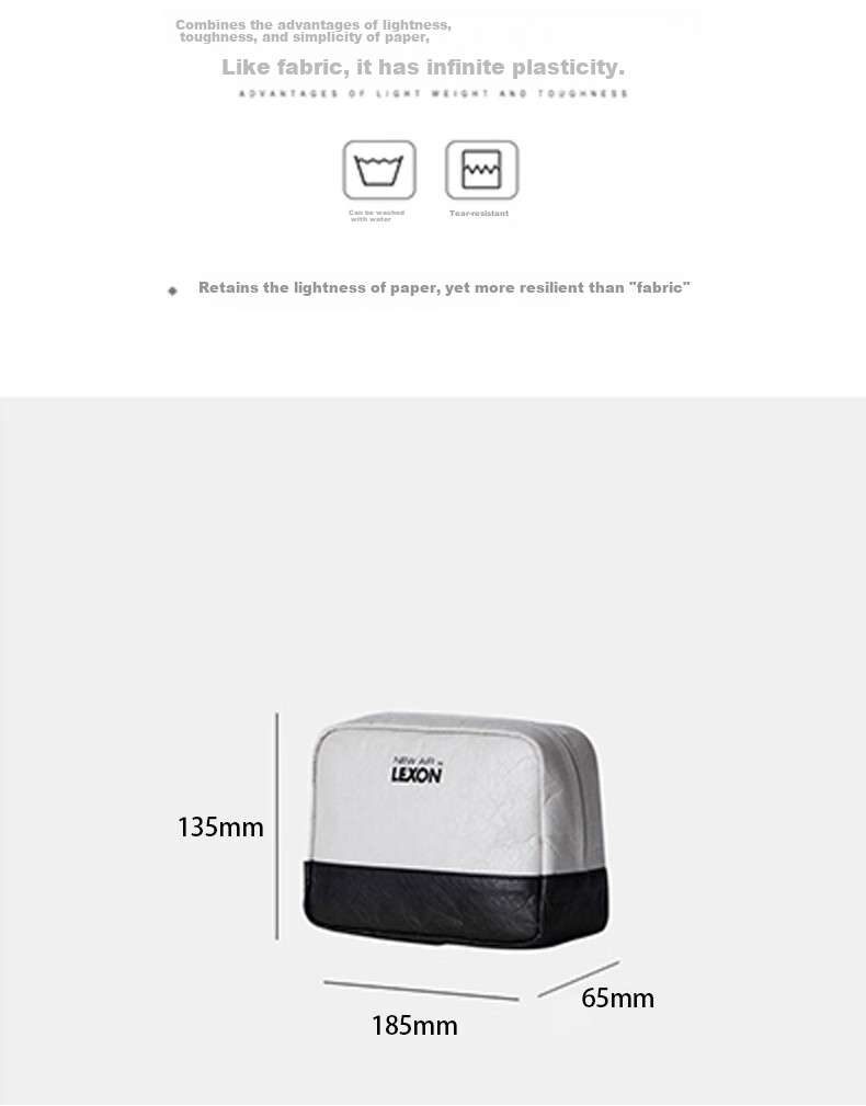 LEXON Portable Storage Bag, Large Capacity Makeup Bag, Travel Toiletry Bag for Men And Women, Bath Bag, TAIWEI Paper Bag, White And Black Color 2