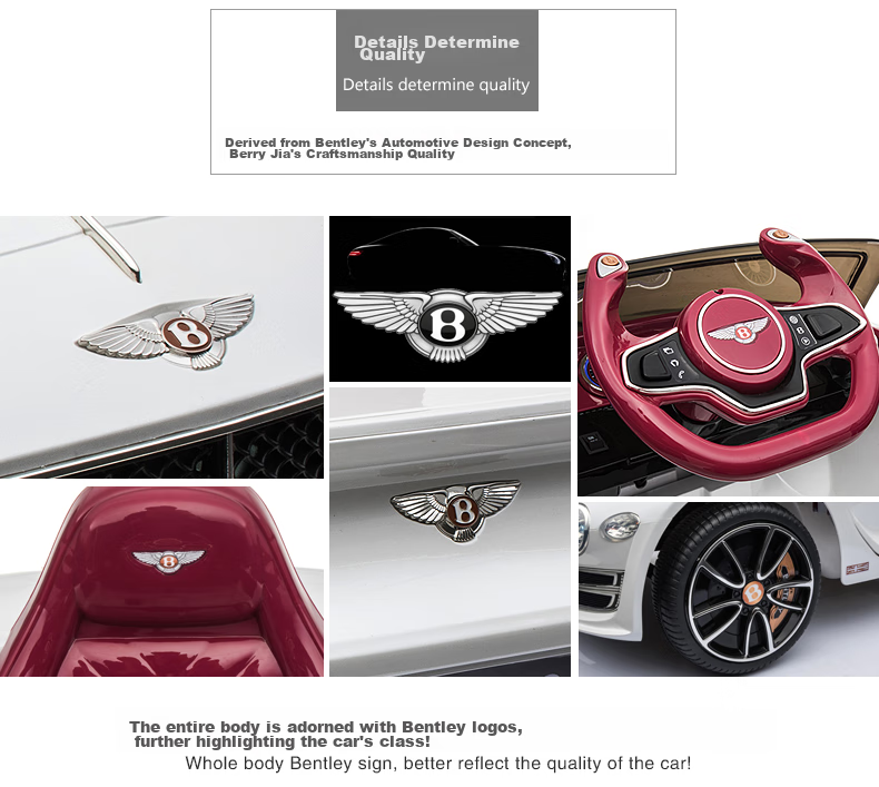 BeRica Children's Electric Car, Four-Wheel Vehicle, Authorized by Bentley, Remote Control Toy Car for Boys And Girls, Rideable, Baby Gift 31