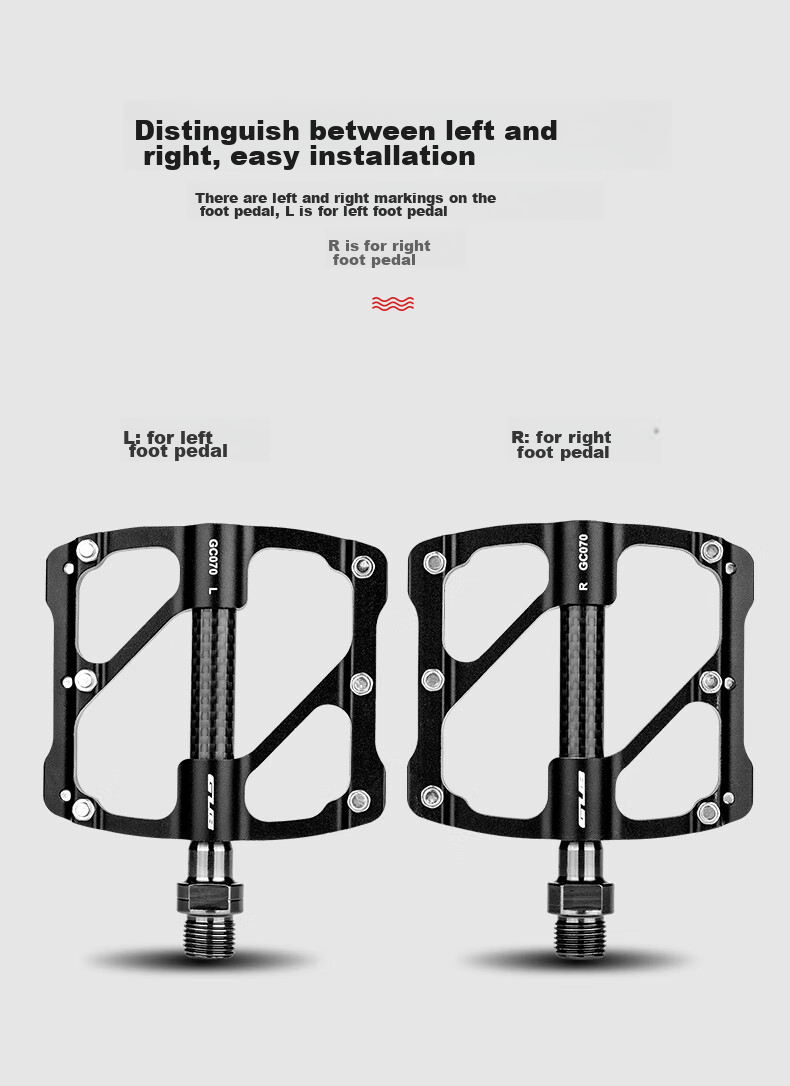 GUB Pedals, Three-Piece Aluminum Alloy Foot Pedals, Carbon Fiber Bearings, Non-Slip GC070 8