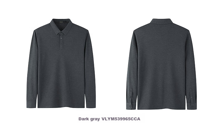 YOUNGOR [Machine Washable Wool] Heat-Retaining Men's Autumn Winter Long-Sleeve Wool Lapel Polo Shirt, Navy Blue, L 14