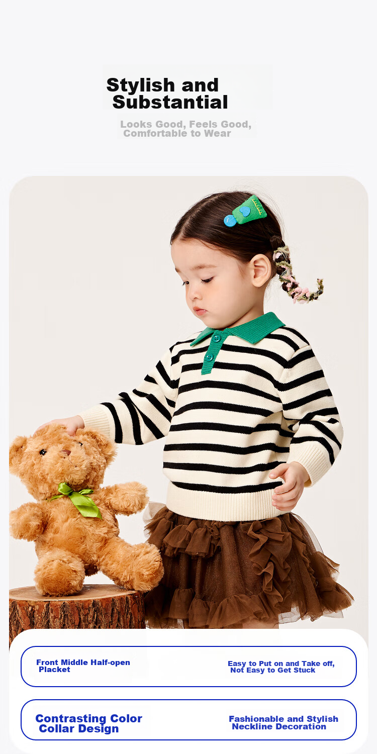 Minibala Children's Sweater for Boys And Girls, New Autumn/Winter 2024 Knitted Sweater Collectio 3