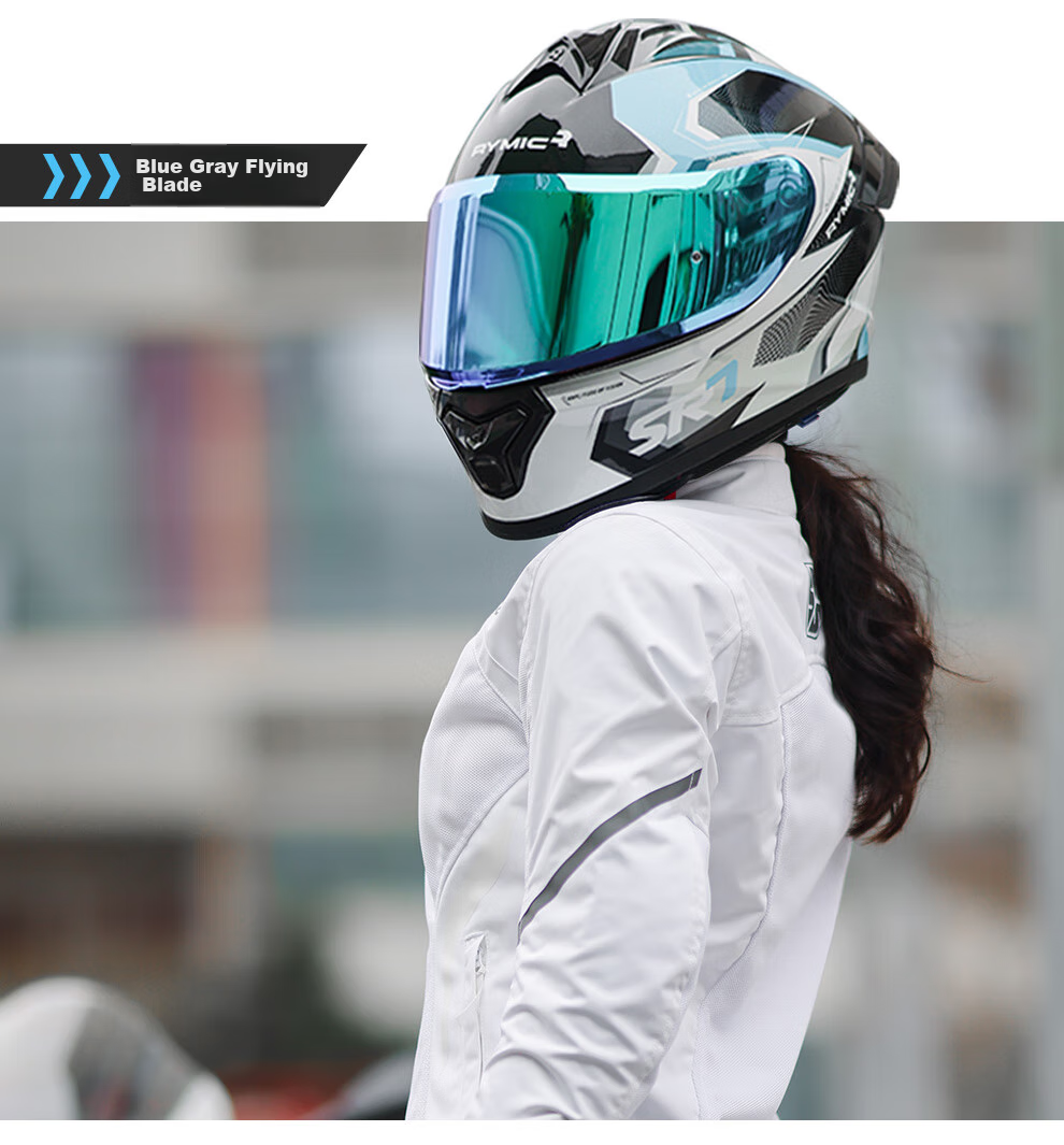 RYMIC Motorcycle Helmet, Full-Face, 3C Certified, Professional Motorbike Riding Helmet, All-Season Use, for Men And Women, R977 Silver Gray, XL Size 12