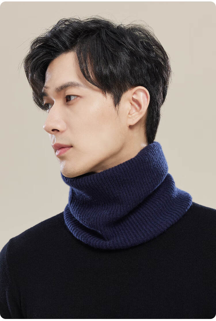 JIUMU Cashmere Warm Neck Gaiter for Men, Autumn And Winter Cold Protection Neck Warmer, Cycling Hoodie Neck Wrap, Wool Scarf for Men in Winter 20
