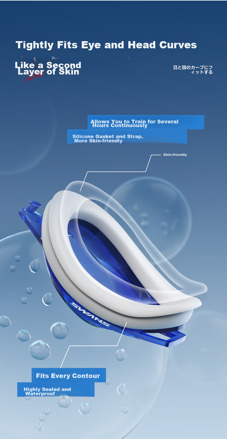 SWANS Swimming Goggles for Youth, Professional Training, Anti-Fog, Waterproof, High-Definition, Non-Prescription, Myopia Swim Glasses for Men And Women, 150° 3