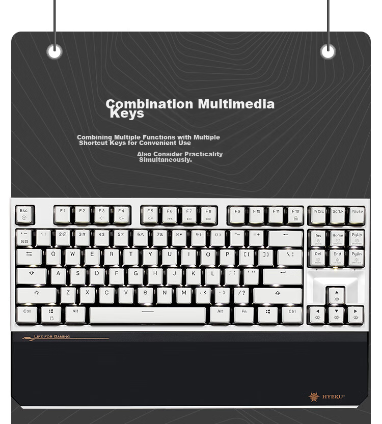 Hyeku X3Pro 87-Key Wireless Bluetooth Tri-Mode Mechanical Keyboard Hot-Swappable Sound-Absorbing Cotton PBT Keycaps with Clip-On Palm Rest Peach Soda BOX Sky Blue Switches 20