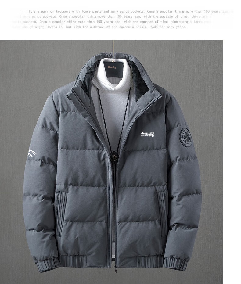 JEEP SPIRIT Men's Short down Jacket, Thick Winter Coat, New Loose-Fitting Warm Puffer Jacket, Gray, 3XL 13