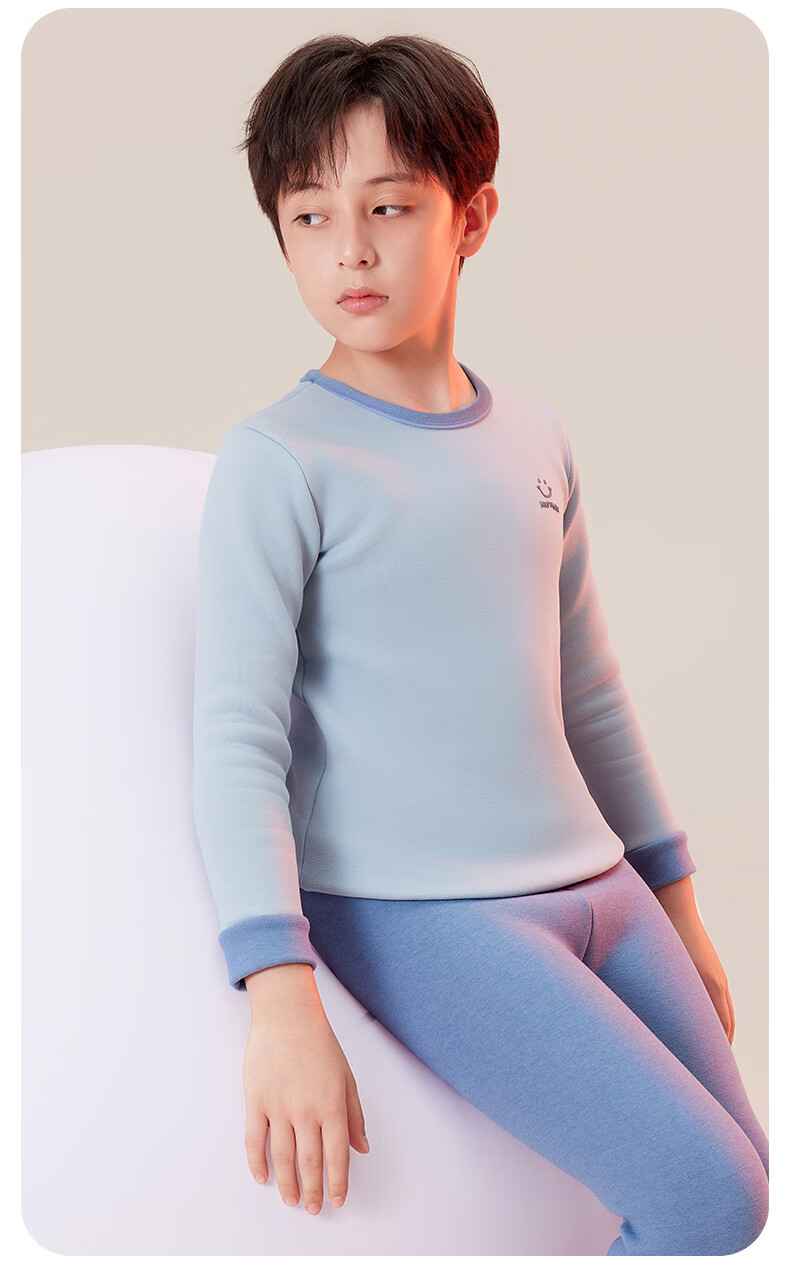 LangSha Children's Thermal Underwear Set, Girls' Fleece-Lined Thickened Autumn Top And Pants, for Older Children, Thick Home Wear Pajamas 16