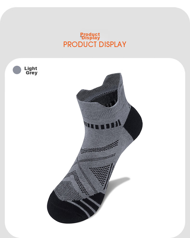TFO Competition-Grade Outdoor Socks, Comfortable Breathable Running Socks Low-Top Hiking Socks 2202412 Men's Dark Gray 9