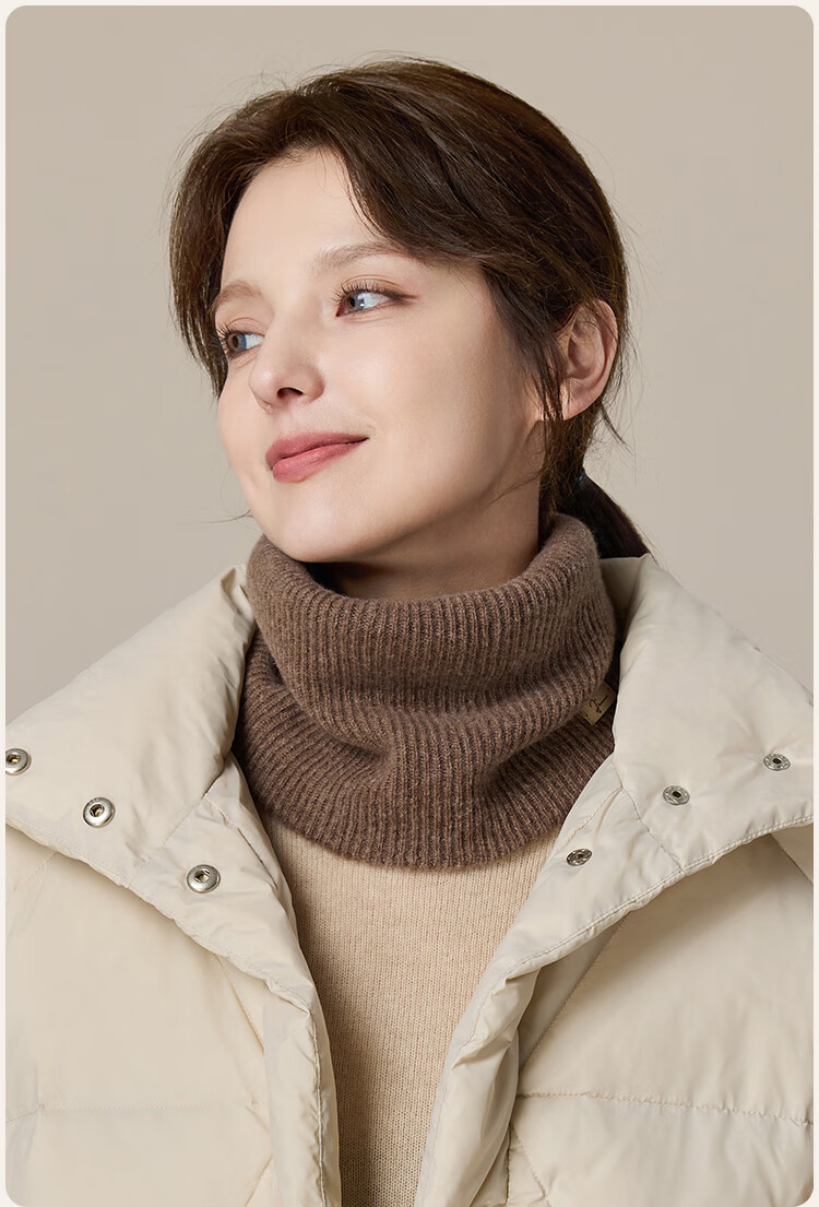 JIUMU Pure Wool Warm Neck Gaiter for Women, Autumn And Winter Thickened Cold-Proof Neck Protector, Winter Outdoor Scarf for Wome 21