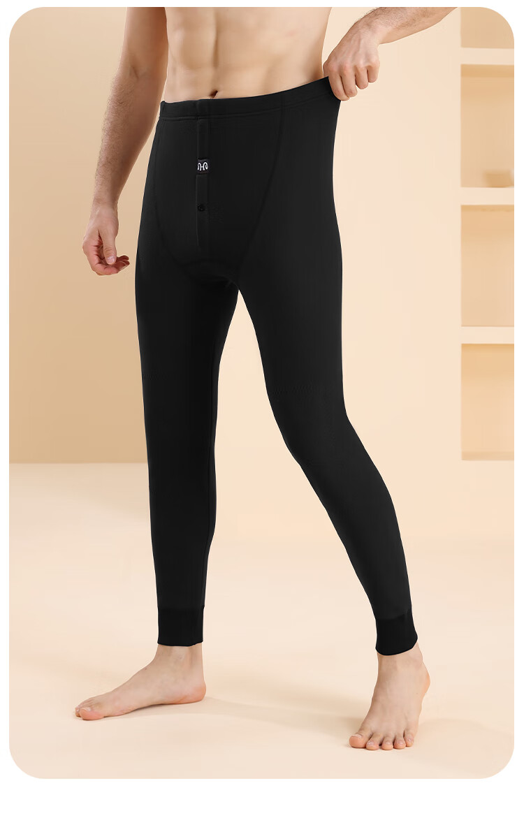 Hengyuanxiang Autumn New Lambswool Cotton Pants for Men, Warm Fleece-Lined Double-Layer Wool-Knee Protection Base Layer Pants, 3XL 6