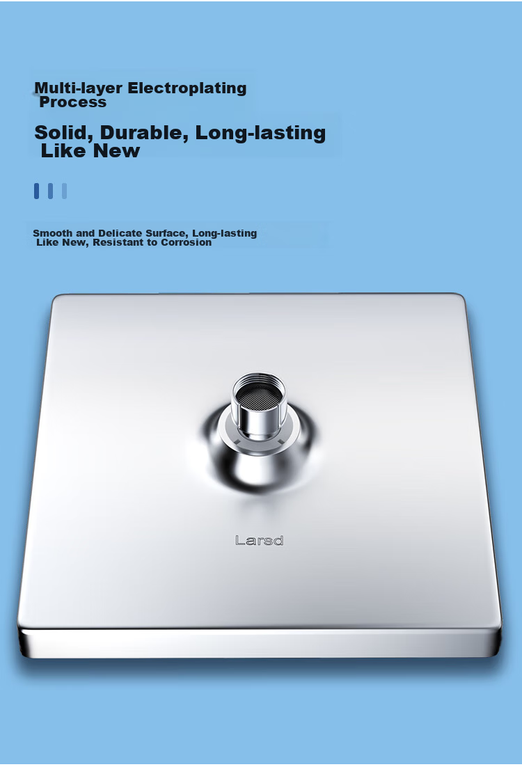 Larsd Ceiling Shower Head, Shower Sprayer, Top Spray, Pressurized Water-Saving Square Large Shower Head AL8076 14