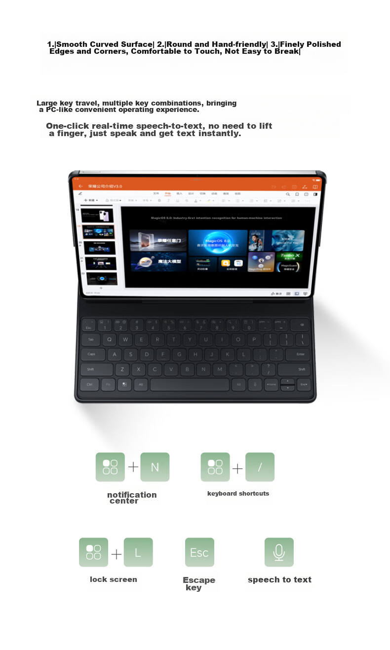 HONOR Tablet X8 Pro Smart Bluetooth Keyboard, Dark Gray [Compatible with HONOR Tablet X8 Pro Series] 4