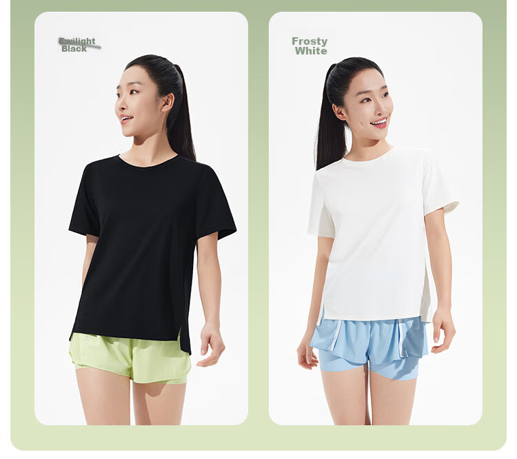 Beneunder Women's Slim Fit Round Neck Sports Base Layer T-Shirt Spring Summer New HE016 Light Moon Green S 10